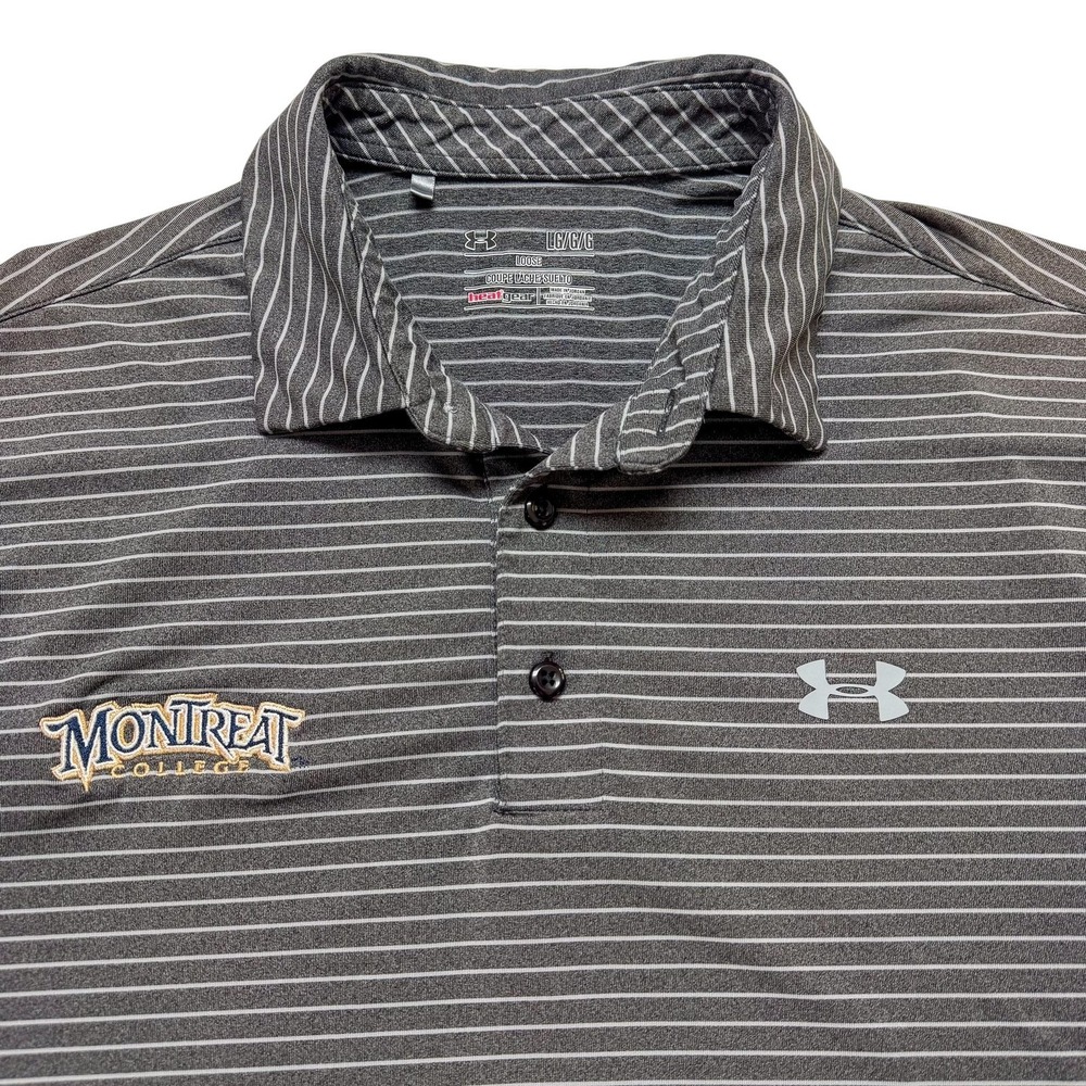 Montreat College Polo Shirt Mens Large Gray Under Armour HeatGear 1253479